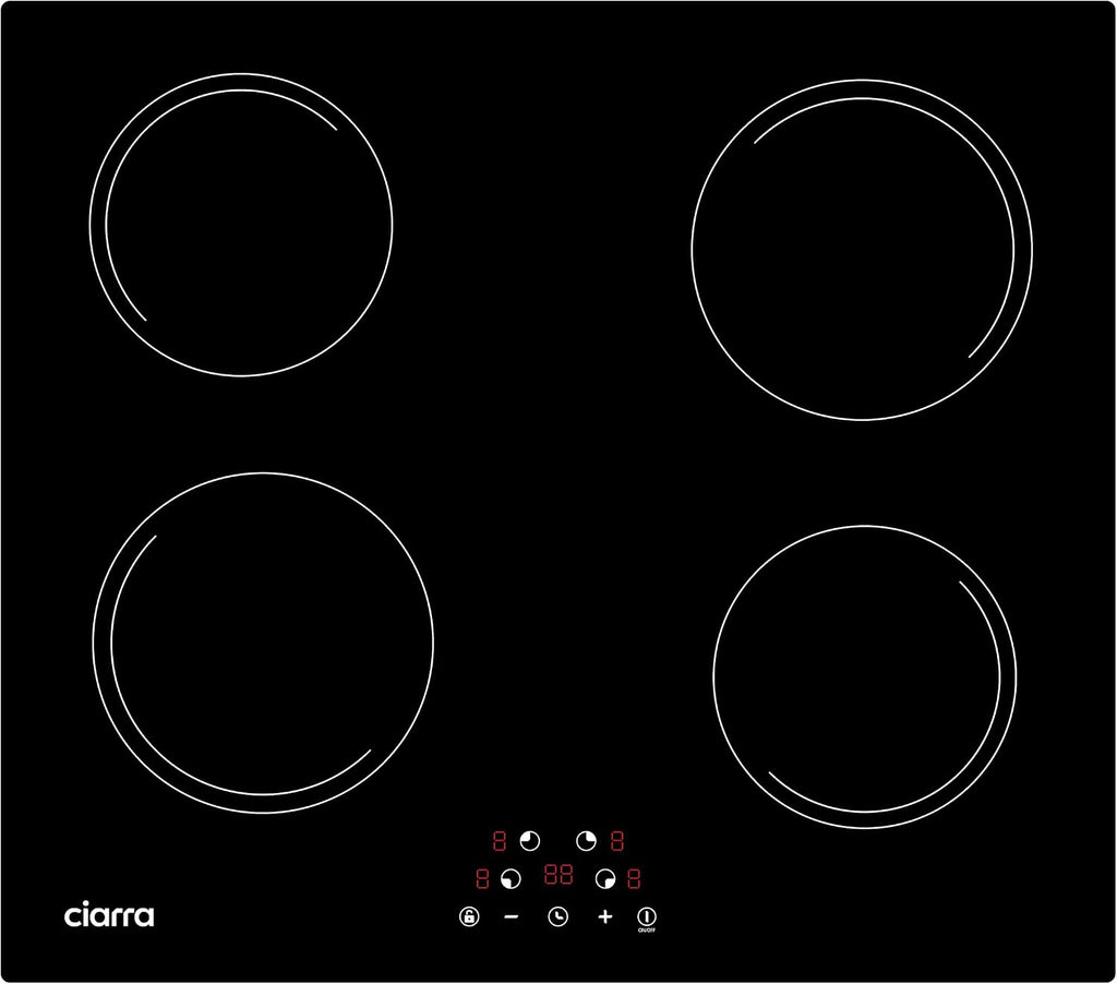 CDV 6000W Built-in Induction Cooktop 4 Burners, 24 Inch Electric Cooktop Touch Control Ceramic Glass Plate 9 Power Levels Fast Heating Child Safety Lock