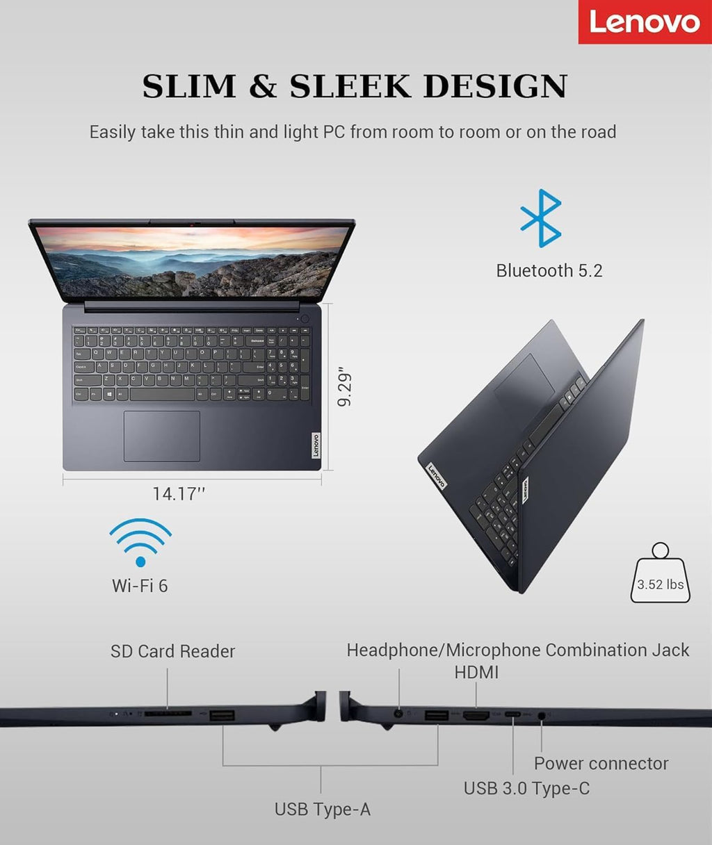 Lenovo IdeaPad 15.6' FHD Touchscreen Business Laptop with Lifetime Web Office 365 - Intel 13th 10-Core i5 (Outperforms i7-1255U) - 24GB RAM, 1TB SSD - WiFi 6, 10HR Battery, 720p Camera