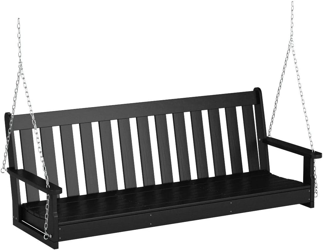 POLYWOOD GNS60BL Vineyard 60' Outdoor Swing, Black