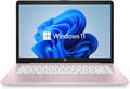 HP 14' HD Laptop, Windows 11, Intel Celeron Dual-Core Processor Up to 2.60GHz, 4GB RAM, 64GB SSD, Webcam, Dale Pink (Renewed)