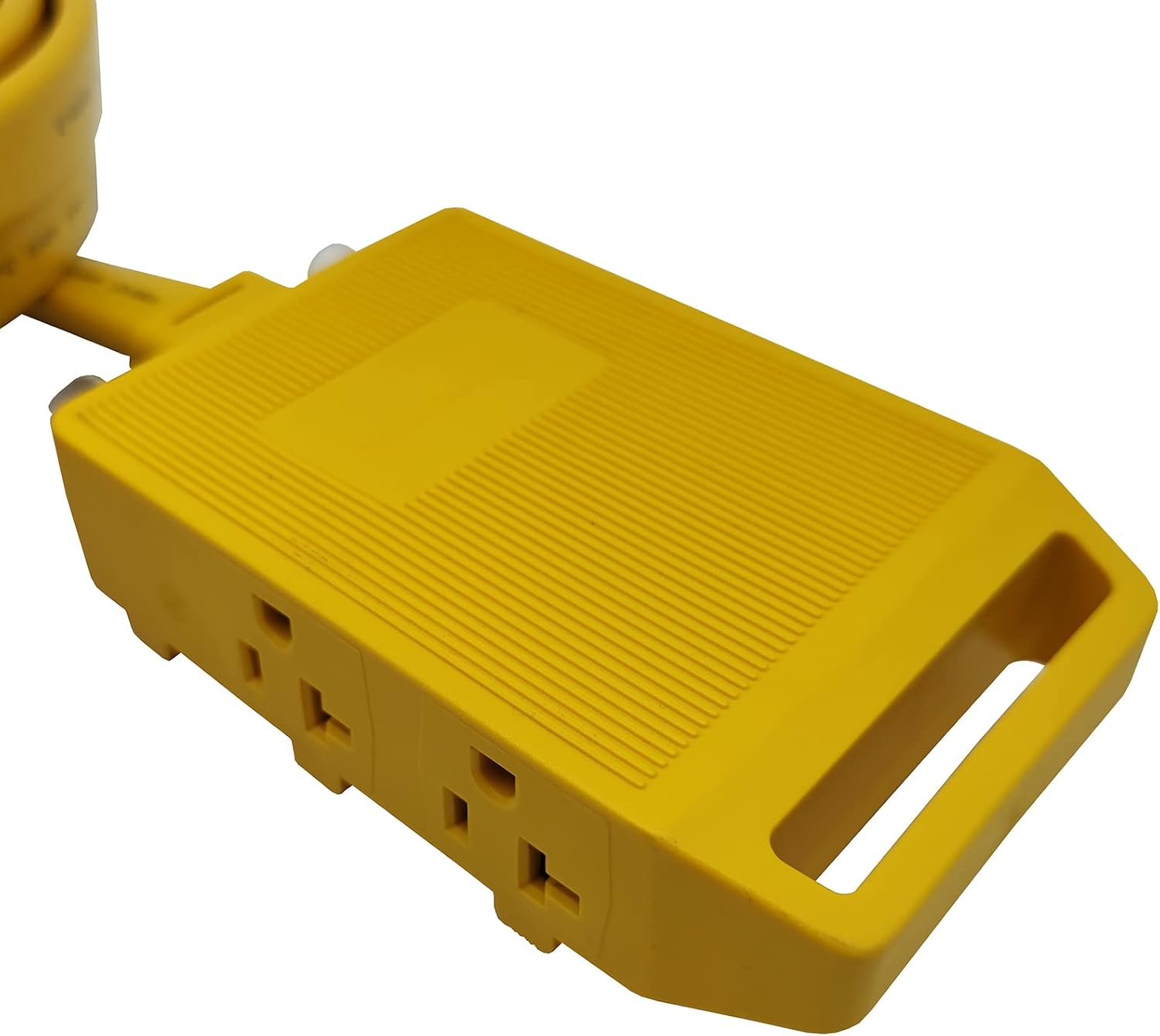 Parkworld Generator Distribution 4-Prong 30 AMP NEMA L14-30P to 5-20R Four-outlets (T-Blade 5-15R) Flat Extension Cord with 2 of 20amp Circuit Breaker (50FT)