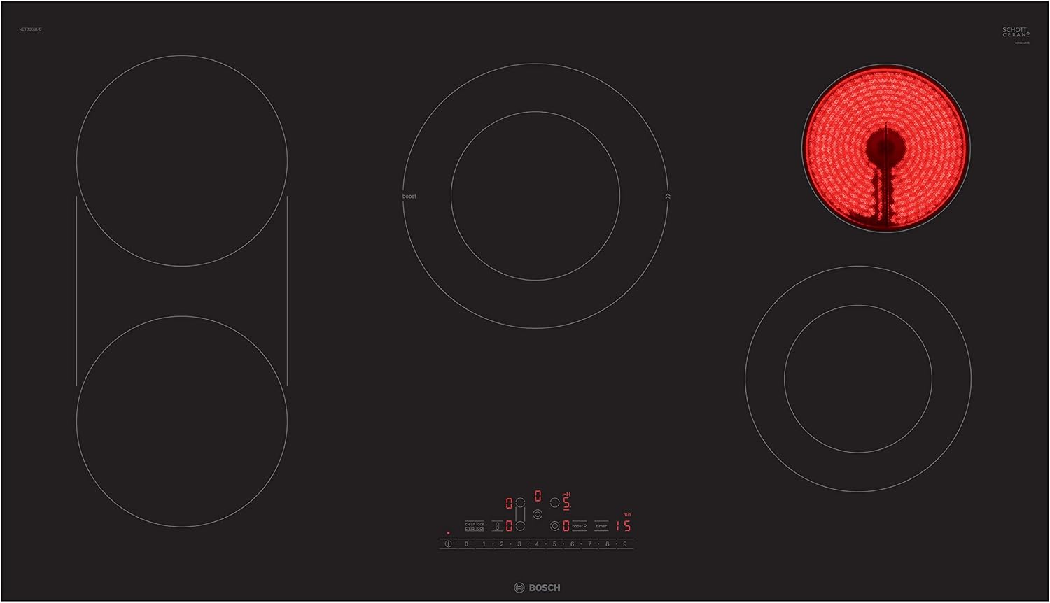 Bosch NET8069UC Electric Cooktop, 30 INCH, Black