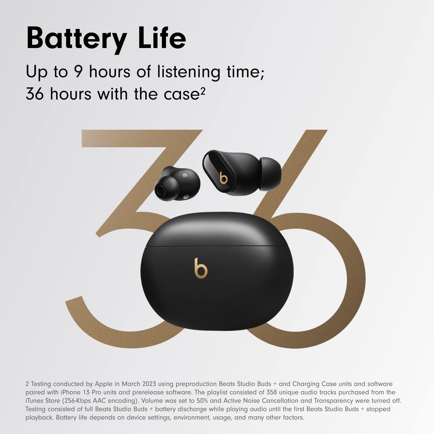 Beats Studio Buds + True Wireless Noise Cancelling Earbuds - Black/Gold (Renewed Premium)