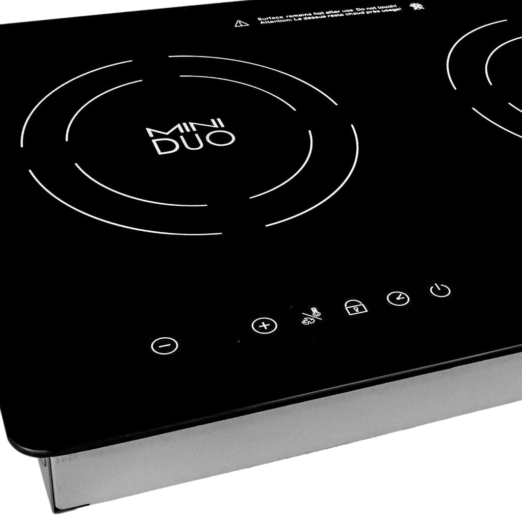 True Induction MD-2B 20 inch Built-in Mini Duo Induction Glass-Ceramic Cooktop, 1750W, UL858 Certified