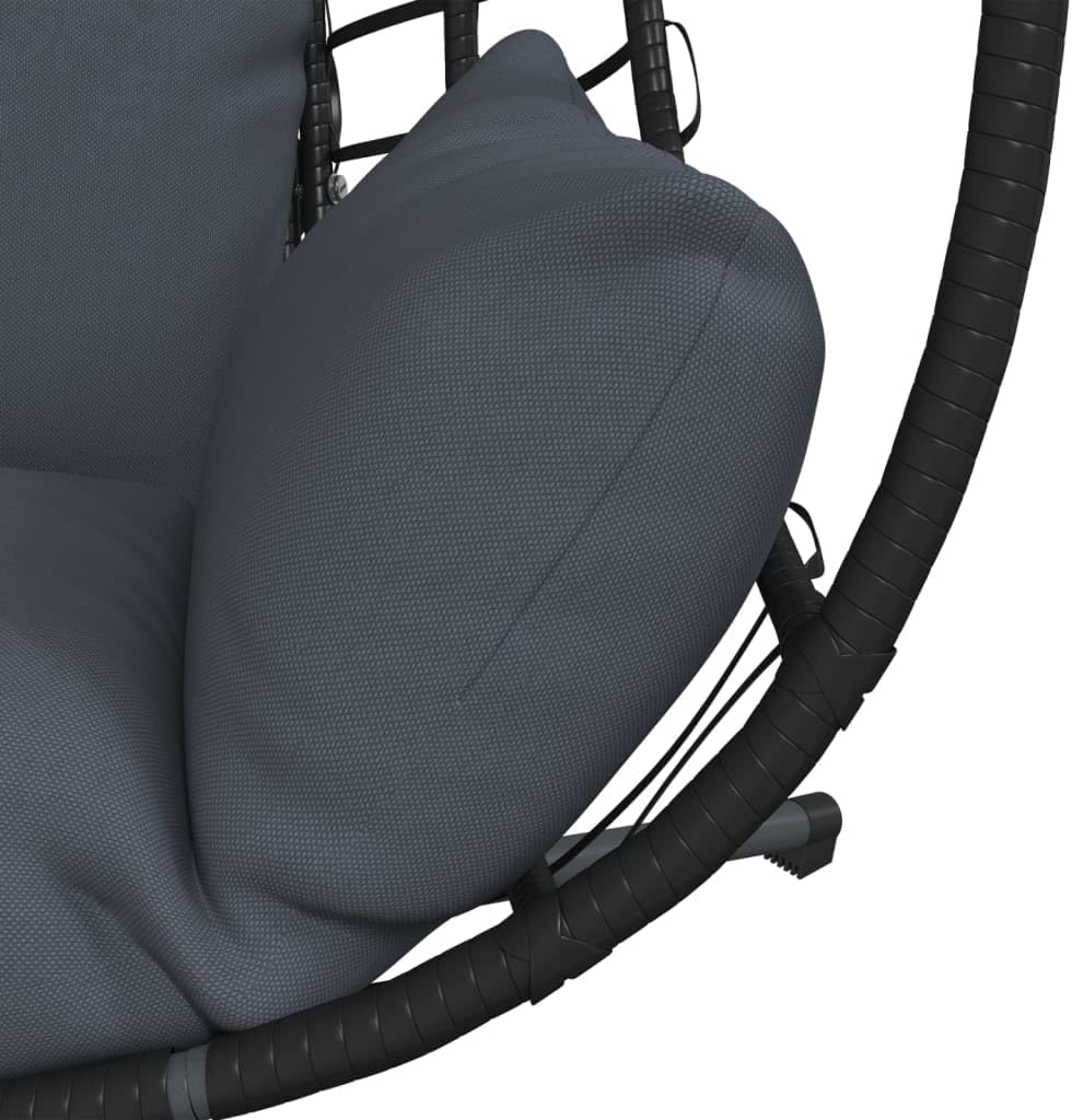 vidaXL Hanging Egg Chair Anthracite Rattan Large Removable Covers