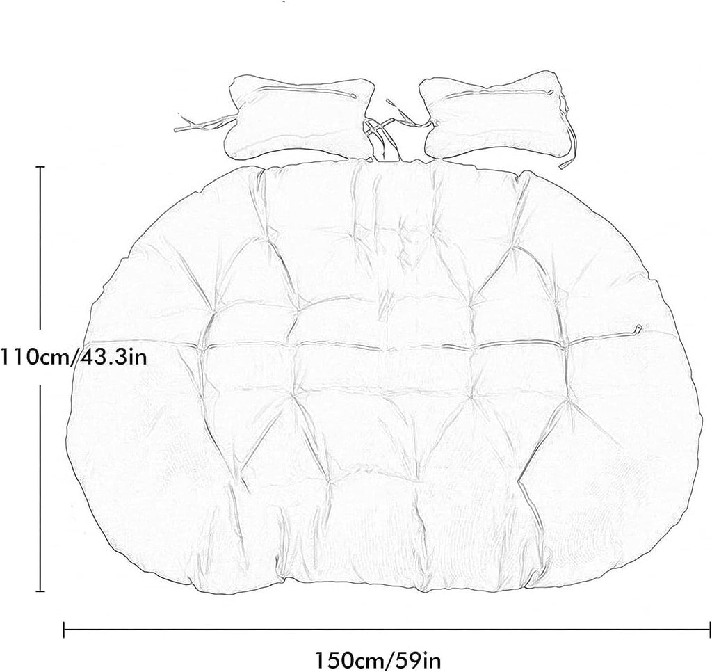 Double Hanging Egg Chair Cushion Replacement, Waterproof Swing Cushion, 2 Person Hammock Chair Cushion（Cushion only） (K)