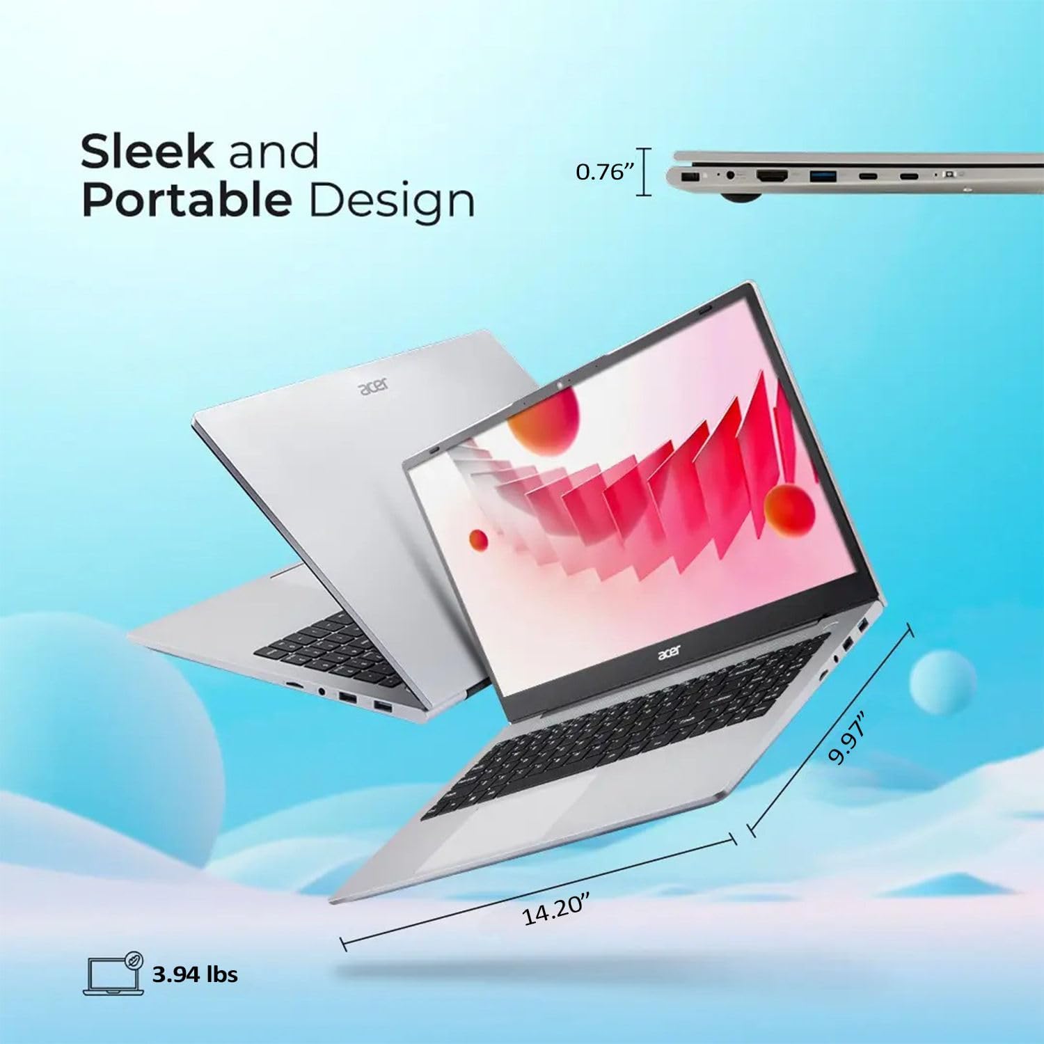 acer Aspire 3 Premium Laptop with Backlit Keyboard | AMD Ryzen 5 7430U CPU | 15.6 FHD IPS Display | 16GB RAM | 256GB PCIe SSD | Wi-Fi 6 | Type-C | Sleek & Portable | Windows 11 Pro