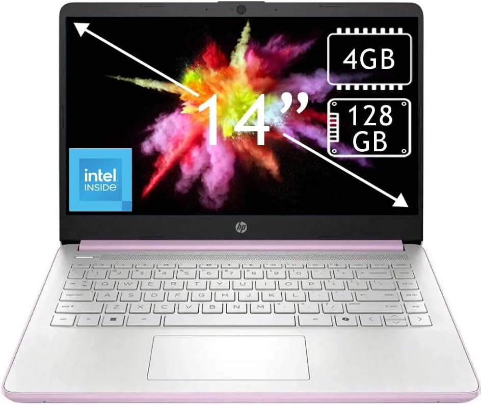 HP 2025 Student Laptop, Intel Processor N150(up to 3.6 GHz), 14 Inch LED Screen,16G RAM, 256GB Storange (128GB UFS+128GB MSD),1 Year Office 365, Windows 11 Home,Honey Lavender,w/YYY Accessories