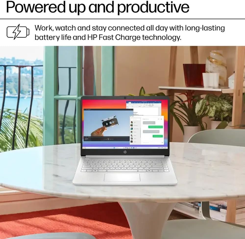 HP 14 Laptop Ultra Thin & Light, Intel N150 Quad-Core Processor, 16G RAM, 128GB SSD, HDMI, USB-C, WiFi 6, SD Card Reader, Microsoft Office 365 Included, Windows 11, Silver, XtreDura Accessories