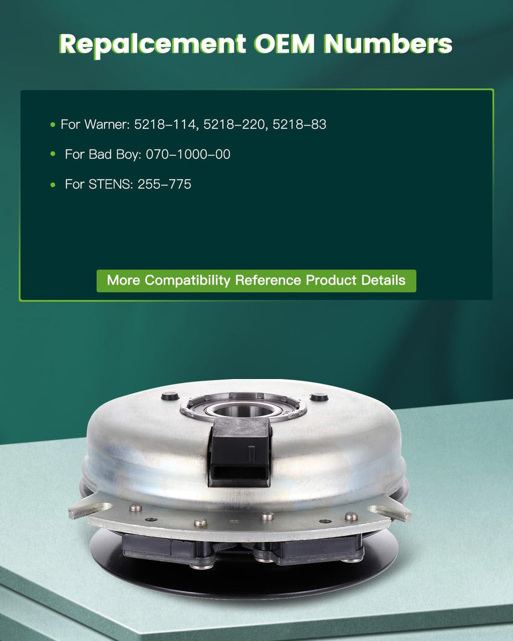 Electric Lawnmower, SCITOO PTO Clutch Fit for Warner: 5218-114, 5218-220, 5218-83 / for Bad Boy: 070-1000-00 / for Stens: 255-775