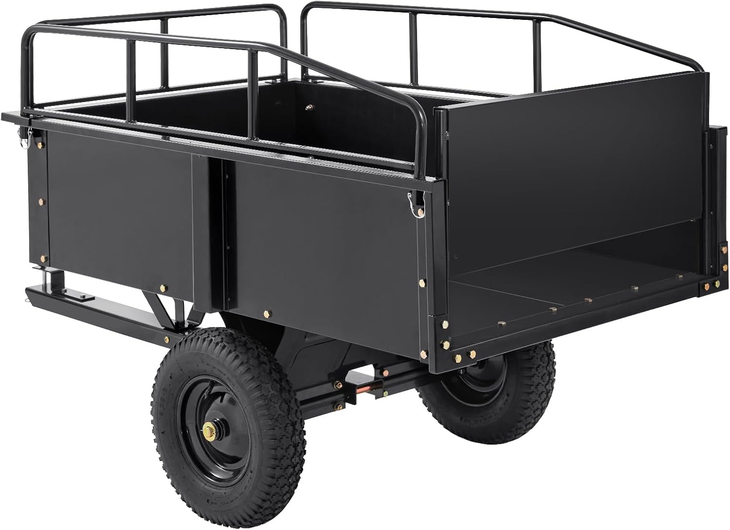 VEVOR Heavy Duty ATV Trailer Steel Dump Cart, 750 lbs 15 Cubic Feet, Garden Utility Trailer Yard Trailers with Removable Sides for Riding Lawn Mower Tractor