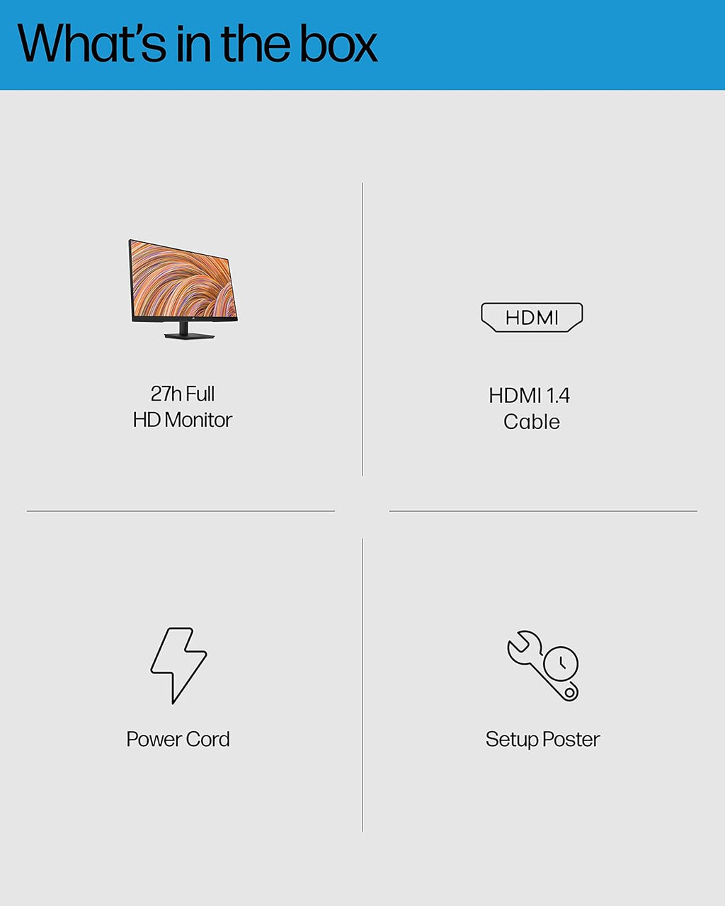 HP 27h Full HD Monitor - Diagonal - IPS Panel & 75Hz Refresh Rate - Smooth Screen - 3-Sided Micro-Edge Bezel - 100mm Height/Tilt Adjust - Built-in Dual Speakers - for Hybrid Workers