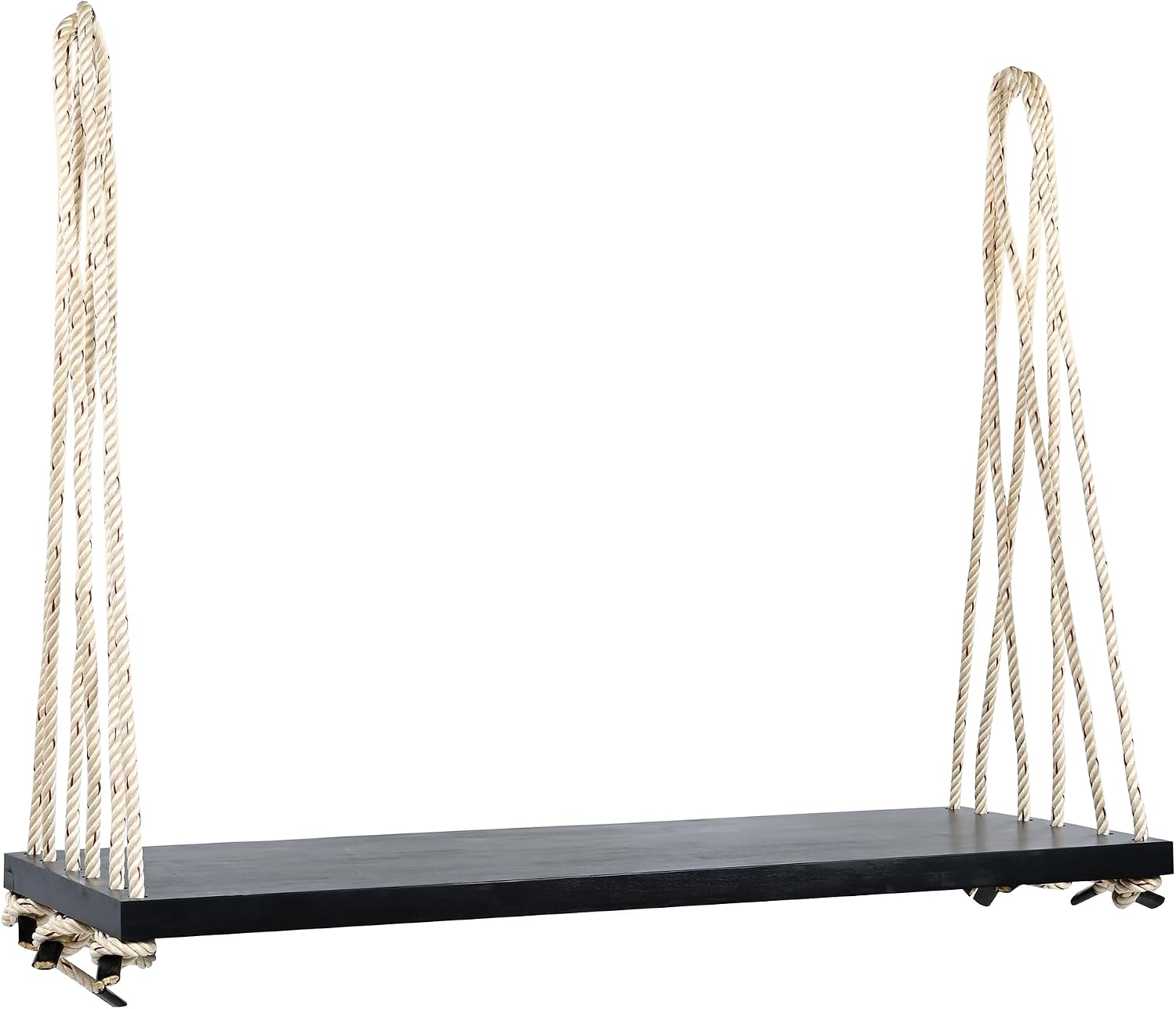 YOPTO Acacia Wood Porch Swing Bench with Cushion & Pillows, 63' Outdoor Hanging Bench for 2 Adults, Rustic Heavy Duty 10.8ft Ropes Swing Daybed for Patio Backyard Garden, White