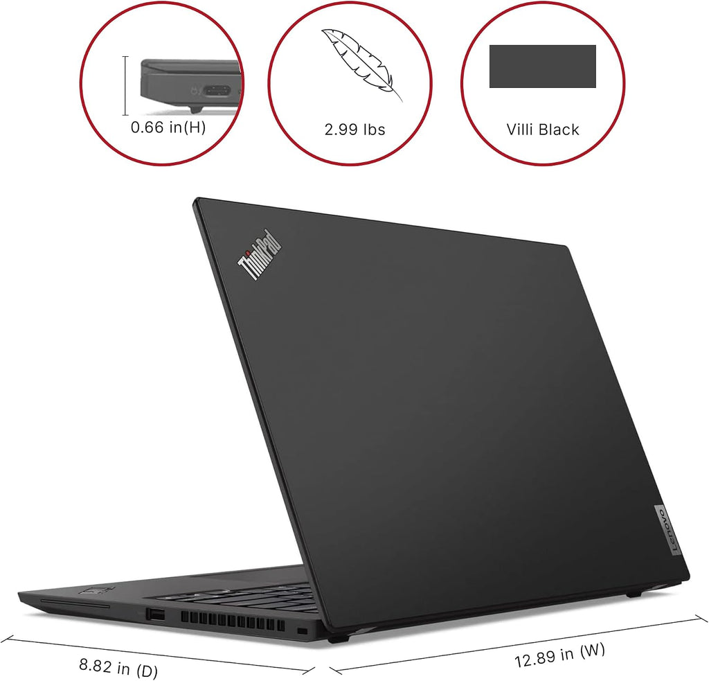 Lenovo ThinkPad T14S Gen 2, Intel Core i7-1185G7, 14 Inch Full HD Display, 16GB RAM, 256GB SSD, Thunderbolt 4, Backlit Keyboard, Windows 11 Pro (Renewed), Villi black