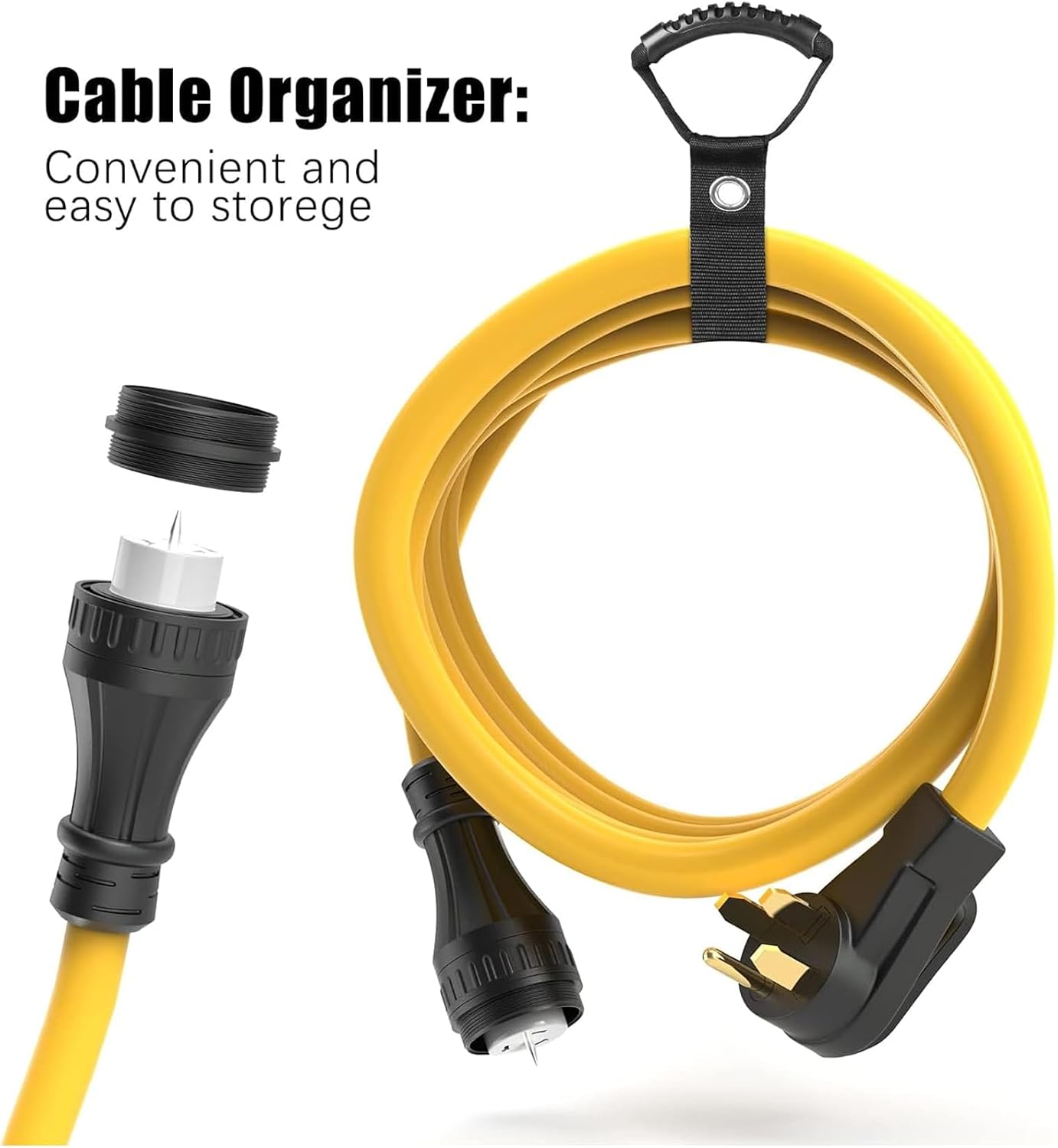 E-SDS 50 Amp Generator Cord 15FT and Power Inlet Box Kit, 125/250 Volt 50 Amp Generator Inlet Box with NEMA14-50P/SS2-50R Extension Cord for RV Camper and Generator to House