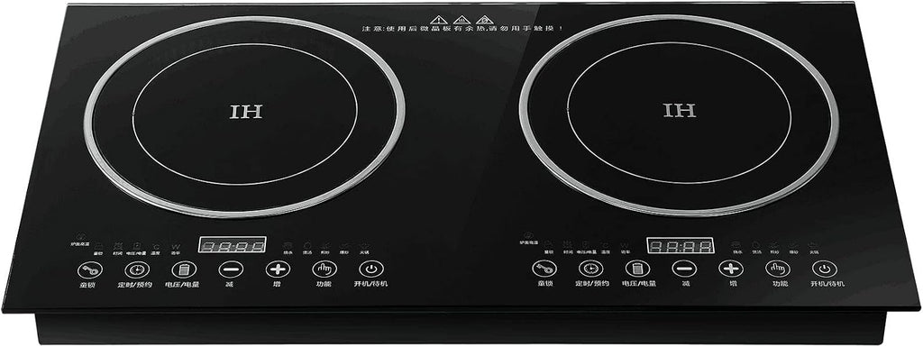 Induction Cooker and Ceramic-Cooker,110V 2600W Portable Induction Cooktop Electric Dual Induction Cooker and Ceramic-Cooker Cooktop Countertop Digital Electric Countertop Double Burners,8 Gear Firepower (1200W Induction cooker+1400W Ceramic Cooker)