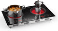 2 Burner Electric Cooktop - 24 Inch(23.6'x 13.8') Built-in & Countertop Electric Stove Top, 120V Double Burner Ceramic Cooktop Portable with Safety Lock, Timer, Touch Control, 110V Plug in
