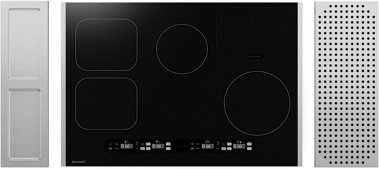 Sharp SCH3043GB 30' Induction Cooktop, Premium Glass, White LED Display, Individualized timers for each cooking zone, 4 cooking zones w/Simmer, Warm, & Melt presets, Residual heat indicator