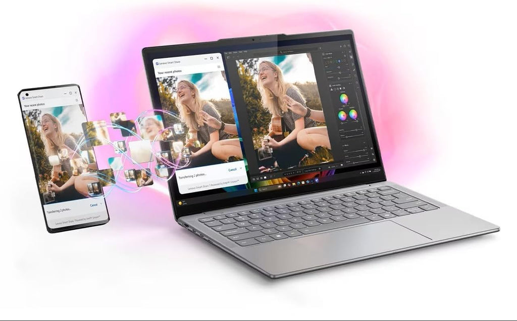 Lenovo Slim 7i Aura Edition Laptop with Intel Core Ultra 5 226V Processor, 14' Touchscreen OLED 400nits Display, 16 GB LPDDR5X-8533MT/s Memory, 1TB Storage, Wi-Fi 7, 5MP RGB+IR Cam, and Win 11 Pro