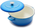 Merten & Storck 7QT Round Dutch Oven Casserole Pot with Lid, European Crafted Enameled Iron Stockpot, Induction & All Cooktops, Braising, Stews, Roasting, Slow Cooking, Sourdough, Caribbean Blue