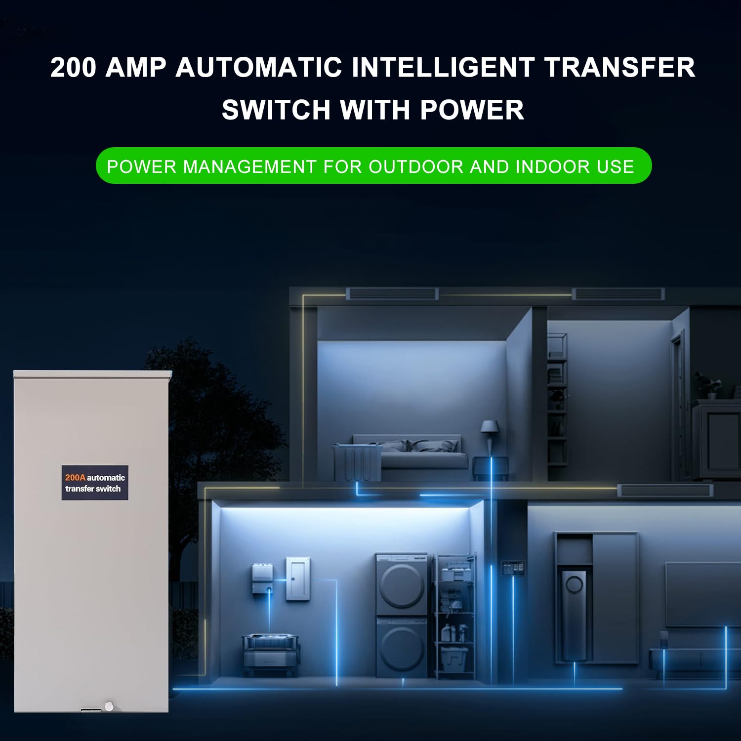 200 Amp Single Phase Automatic Transfer Switch - NEMA 3R Aluminum Enclosure for Outdoor and Indoor Power Management, Service Entrance Rated, Replaces Generac RXSW200A3