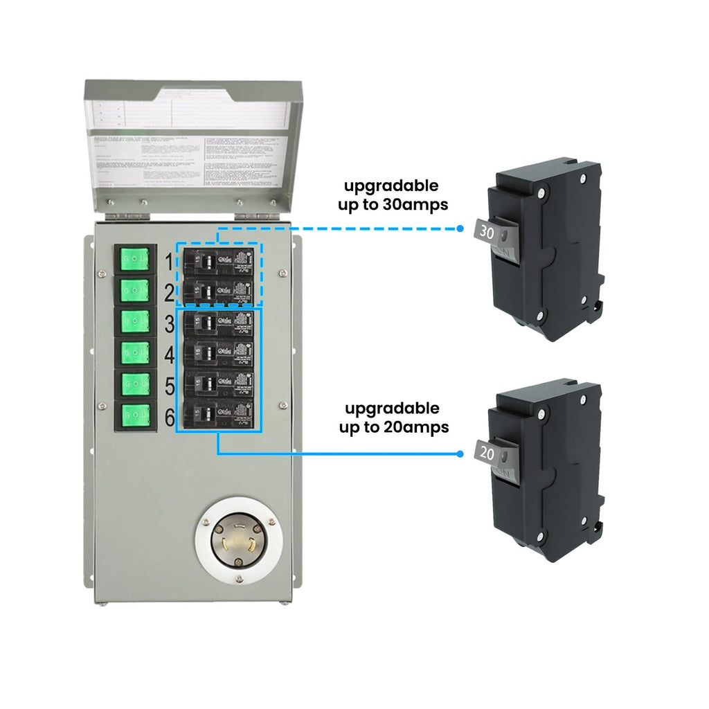 Nature's Generator Transfer Switch 6 Circuits 120V 30A Power Transfer Kit+Transfer Switch Flush Mount