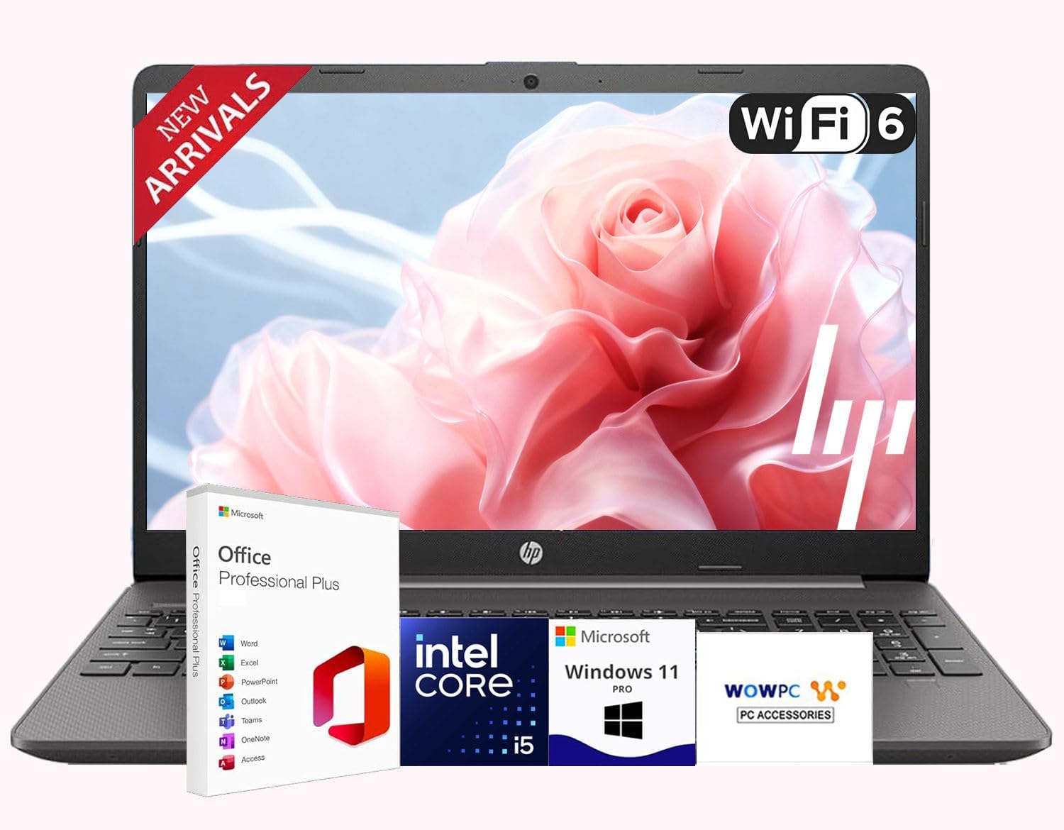 HP Latest 15.6' FHD Laptop with Microsoft Office, Intel Core i5-1335U Processor(Beat 12th i7), Wi-Fi 6, Copilot AI, 12GB RAM | 256GB PCIe SSD, Win11 Pro, for Work&Study, w/WOWPC Recovery USB