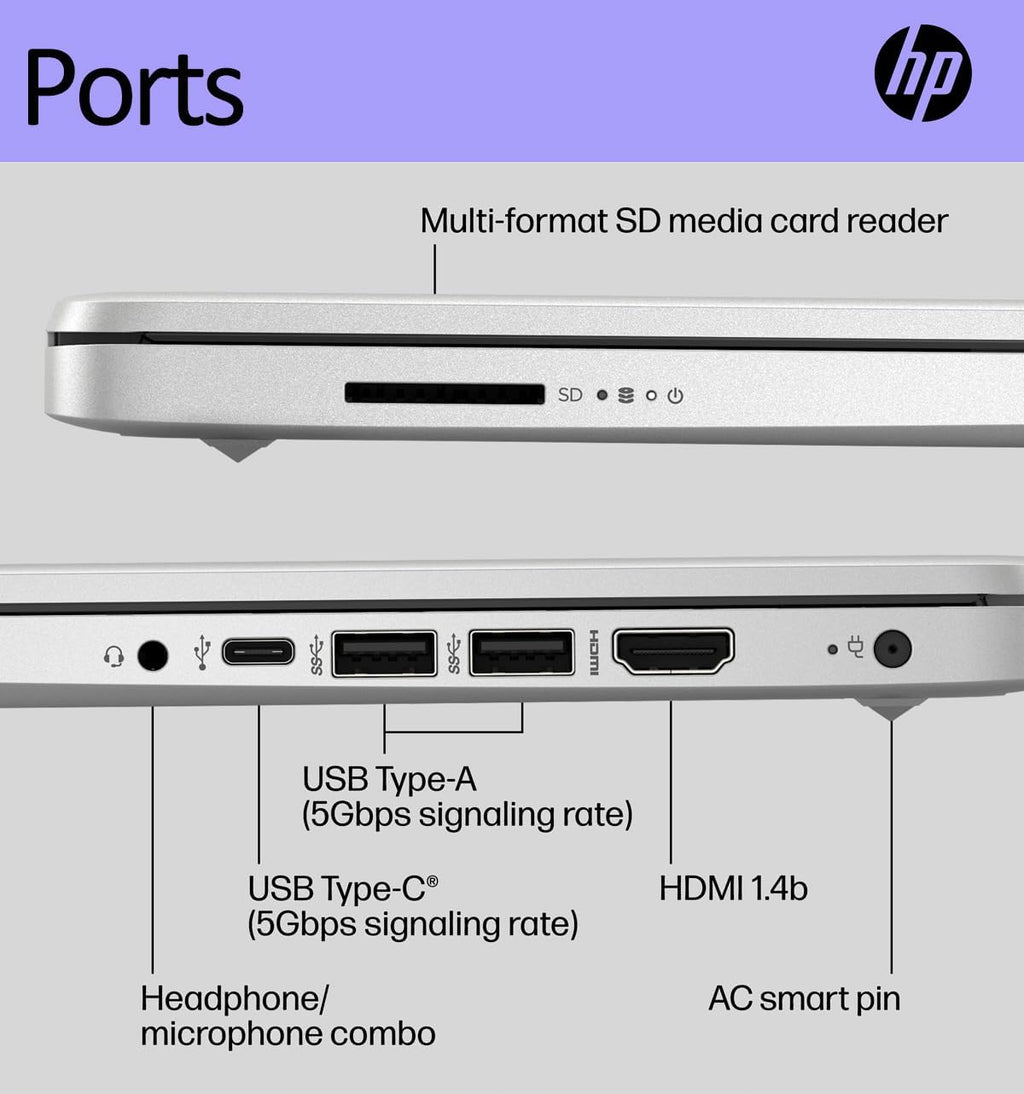 HP 14' Ultra-Light Laptop for Student & Home (Narrow-Bezel Display, Intel Pentium N5030, 16GB RAM, 512GB SSD, 1-Year Office 365) 11-Hr Long Battery Life, Webcam, Wi-Fi, IST Card, Win 11 Home, Silver