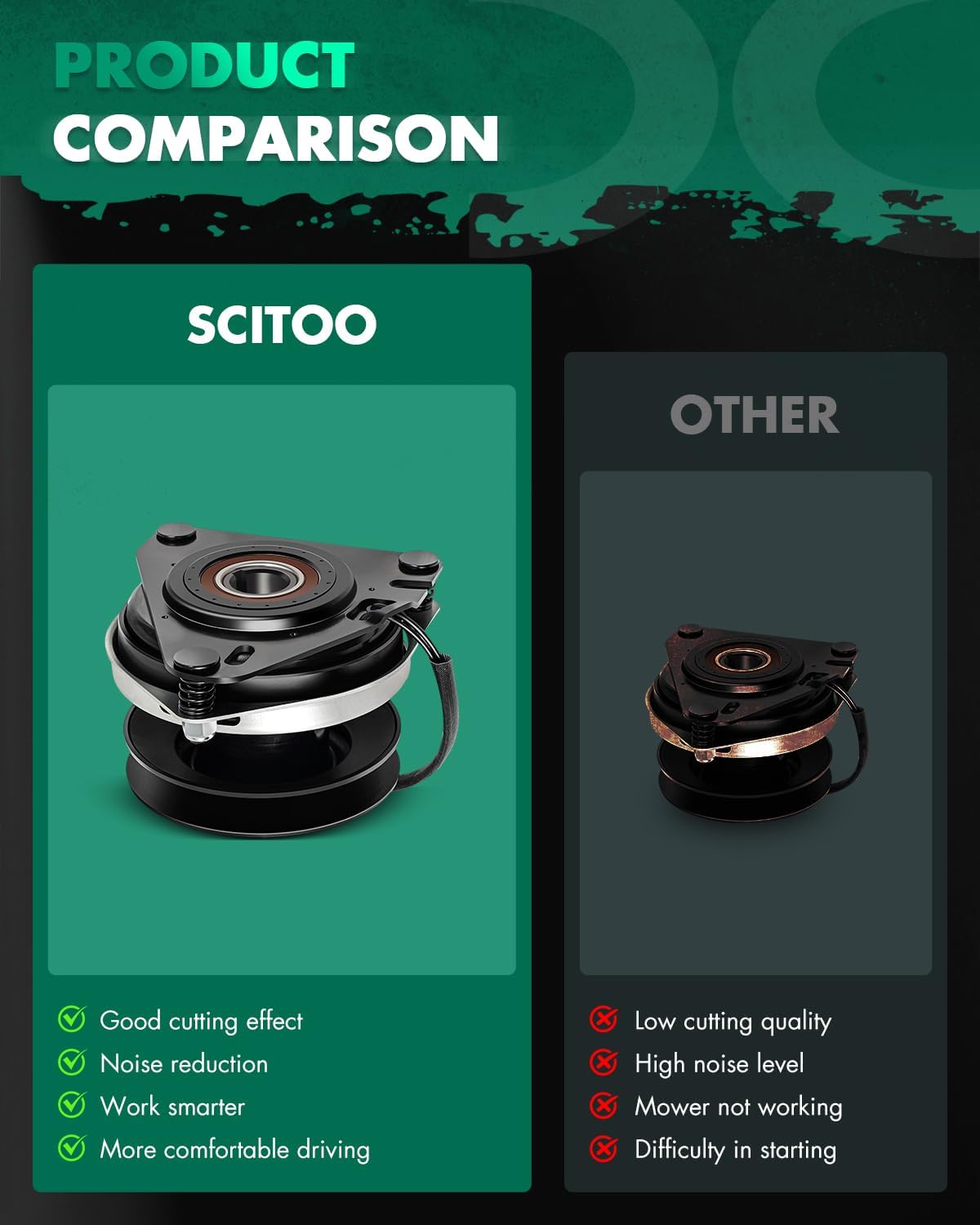 SCITOO Electric Lawnmower, PTO Clutch Fit for Cub Cadet: 01008544, 01008544P, 717-04127, 917-04127; for MTD: 050615, 01008544, 01008544P; for Ogura: GT1-JD08