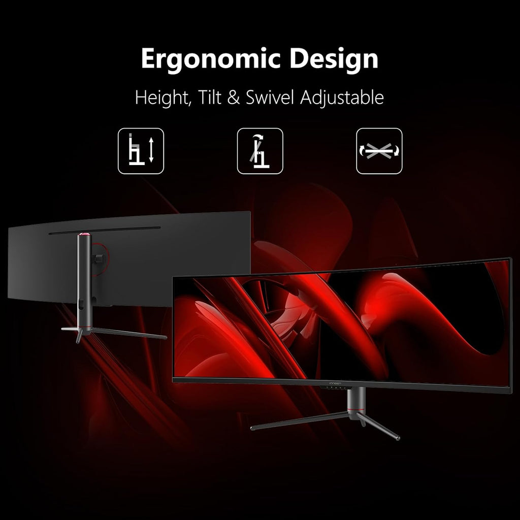 INNOCN 49' Curved Monitor Ultrawide Gaming 5K2K 120Hz 32:9 QHD 5120 x 1440P Computer Monitor, R1800, 99% sRGB, HDR400, USB Type C, DisplayPort, HDMI, Built-in Speakers, Height/Tilt Adjustable - 49C1R