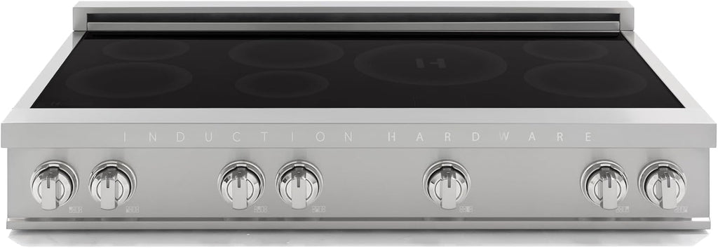 48 Inch Professional Induction Cooktop with 7 Burners, Durable Ceramic Glass, Flexible Zones, Precision Control - Stainless Steel