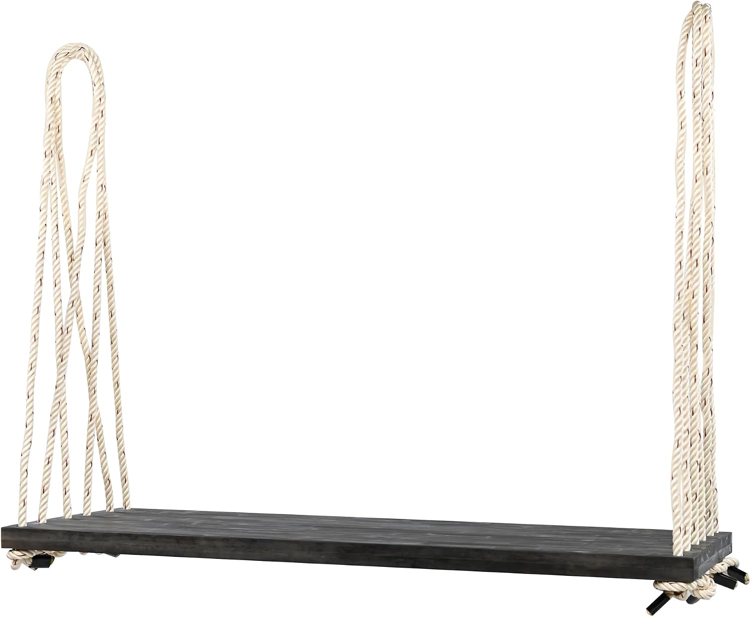 YOPTO Acacia Wood Porch Swing Bench with Cushion & Pillows, 63' Outdoor Hanging Bench for 2 Adults, Rustic Heavy Duty 10.8ft Ropes Swing Daybed for Patio Backyard Garden, White