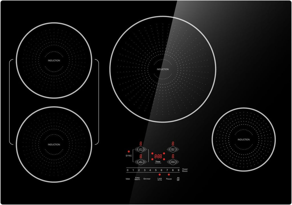 30 Inch Induction Cooktop 4 Burners, Flat Glass Top Electric Stove Hob with Bridge-SYNC, 3 Preset Modes Booster, Timer, Pause, Child Lock, Drop in, 208~240V/40A, Black