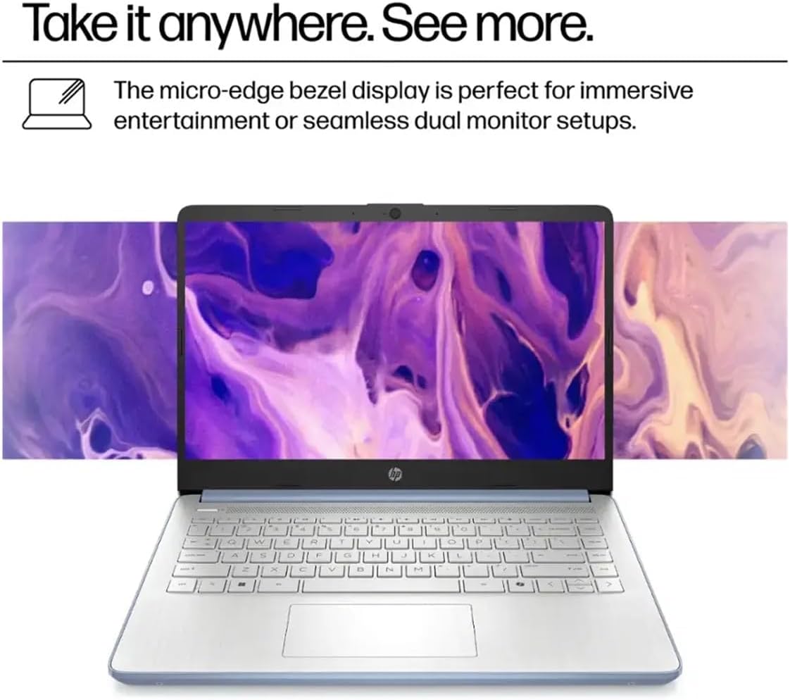 HP 14 Ultra-Light Laptop for Student & Home (14' LED, 1-Year Office 365, Intel 4-Core N150 (>N4120), 4GB RAM, 256GB Storage (128GB+128GB SD)), 11-Hr Long Battery Life, Webcam, Fast Charge, Win 11 S