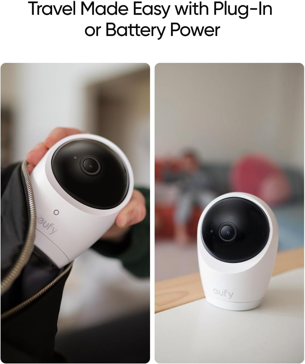 eufy Security Baby Monitor E20 with 2K HD Camera, 5'' 720p Display, Hybrid Wi-Fi & No Wi-Fi Connection, Pan-Tilt, 4X Zoom, Portable Camera with Built-in Battery, 24/7 Recording in App, ANR