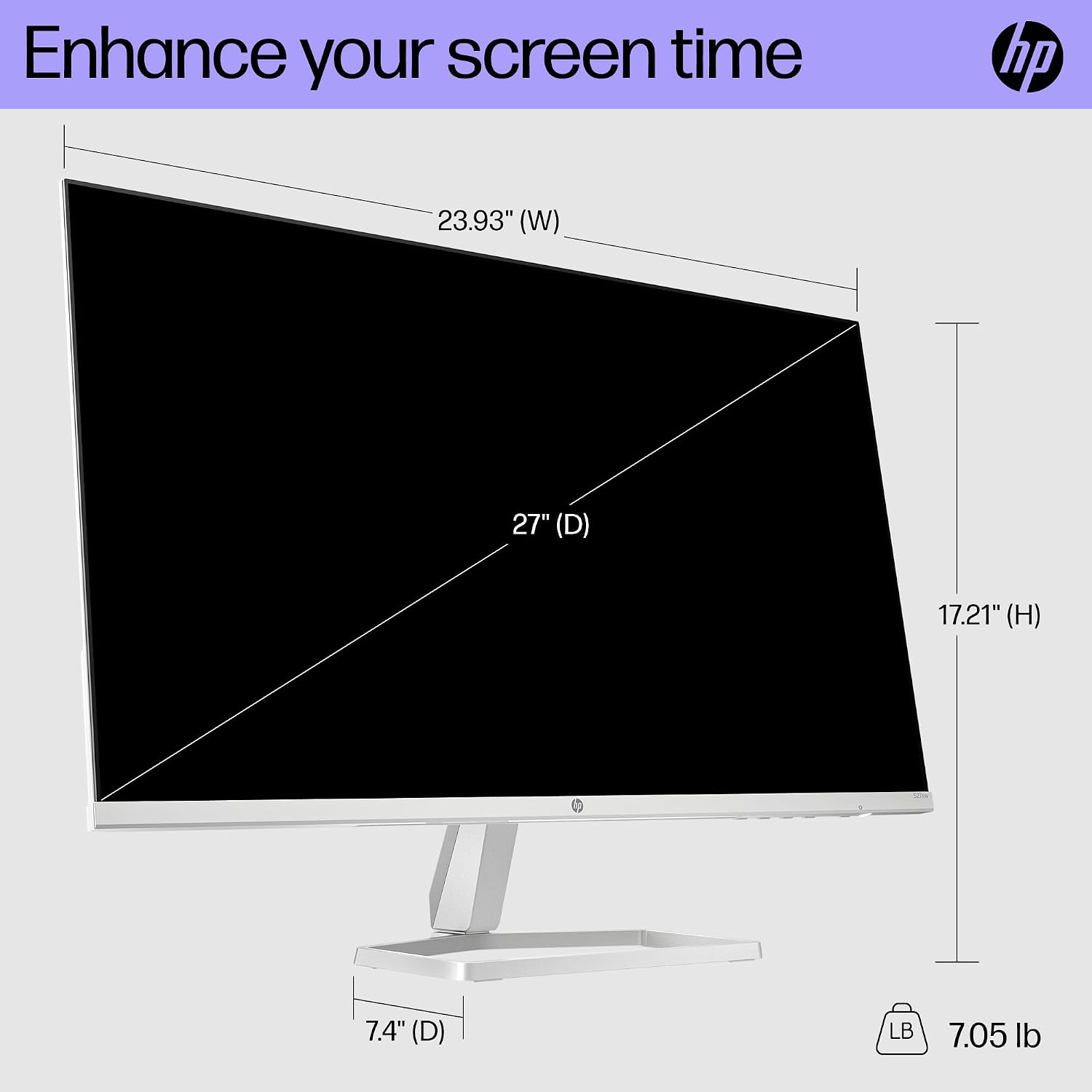HP Series 5 27 inch FHD Monitor, Full HD Display (1920 x 1080), IPS panel, 99% sRGB, 1500:1 contrast ratio, 300 nits, Eye Ease, 527sw (2024) (Renewed)