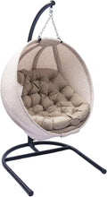 Hanging Egg Chair with Stand - Hanging Ball Chair W/Plush Cushions,Weather-Resistant Fabric, Indoor Outdoor Foldable Swing Chair for Patio, Balcony, Yard & Living Room,(Gesar Flowers Yellow)