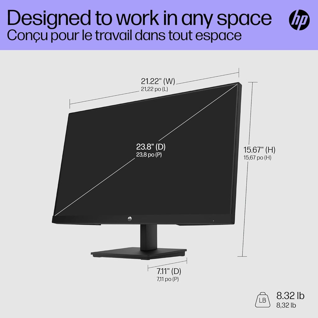HP V24i G5 24 Inch Computer PC Monitor Full HD IPS 60Hz Refresh Rate 5ms Response Time 250 Nits Brightness AMD FreeSync Anti-Glare Low Blue Light, HDMI DisplayPort, Black (Renewed)