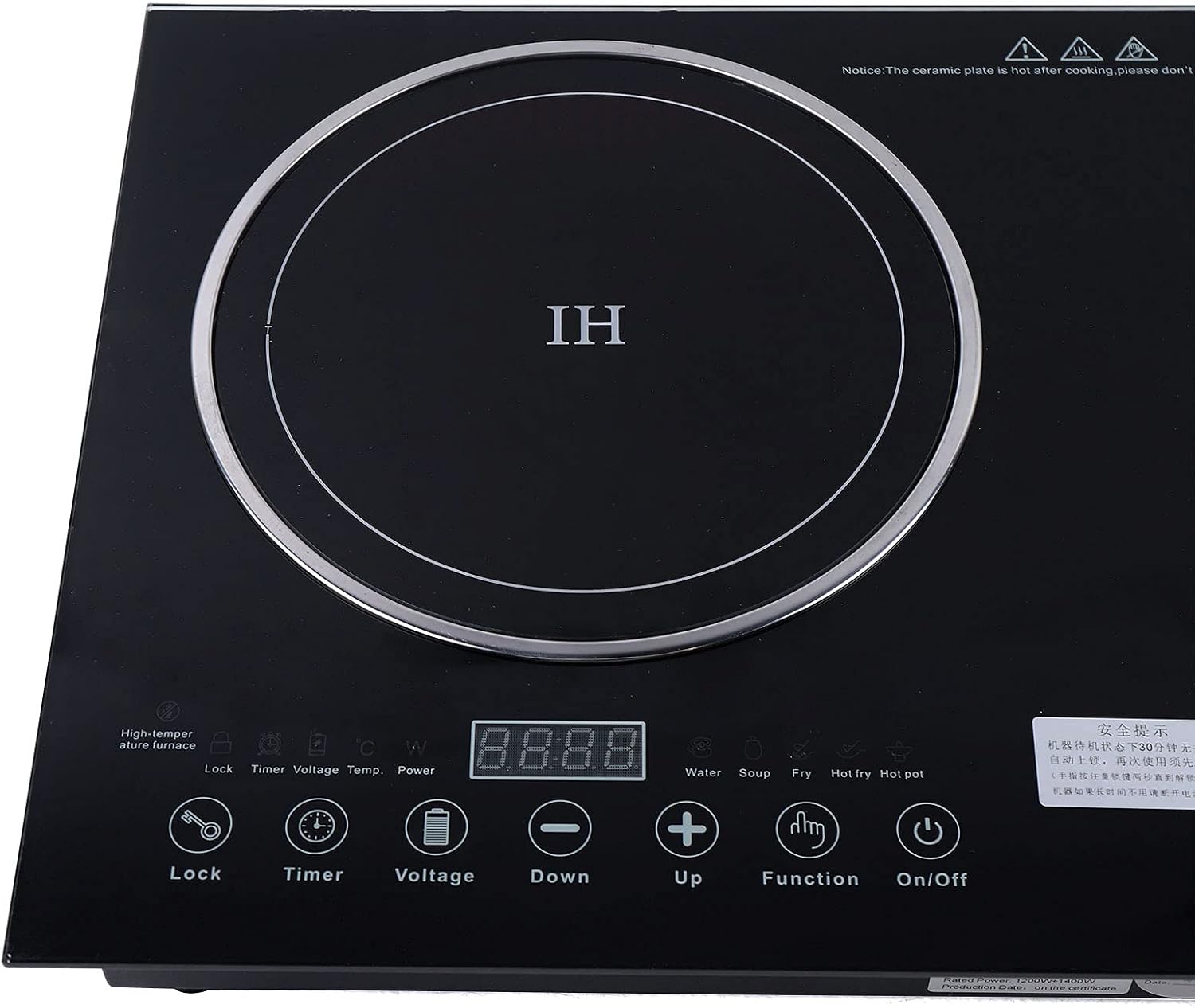 Induction Cooker and Ceramic-Cooker,110V 2600W Portable Induction Cooktop Electric Dual Induction Cooker and Ceramic-Cooker Cooktop Countertop Digital Electric Countertop Double Burners,8 Gear Firepower (1200W Induction cooker+1400W Ceramic Cooker)