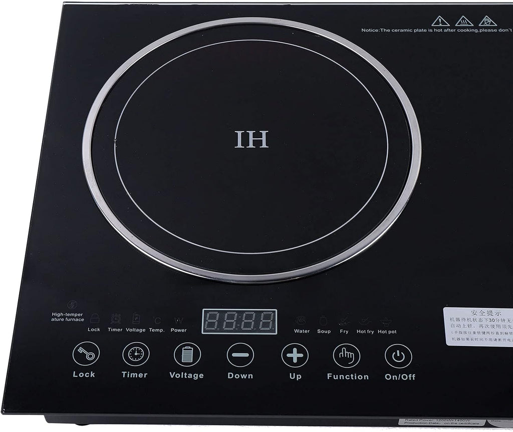 Electric Ceramic Cooktop, Electric Induction Cooktop, 2 Burners Built-in Electric Stove Top with Timer, Adjustable Temperature, Child Safety Lock, 8 Heating Level, 110V 2600W