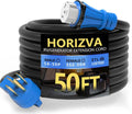 50 Amp Generator Cord 50FT, NEMA 14-50P to SS2-50R Heavy Duty Generator Extension Cord, Female Plug with Twist Lock, 6/3+8/1 Gauge STW Wire for Camper & House, ETL Listed