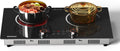 Karinear Electric Cooktop 2 Burner, 110V Electri Stove Top, 2000W Knob Control & Sensor Touch Electric Hot Plate for Countertop or Built-in Install, Timer, Safety Lock, 9 Power Level, 24 Inch