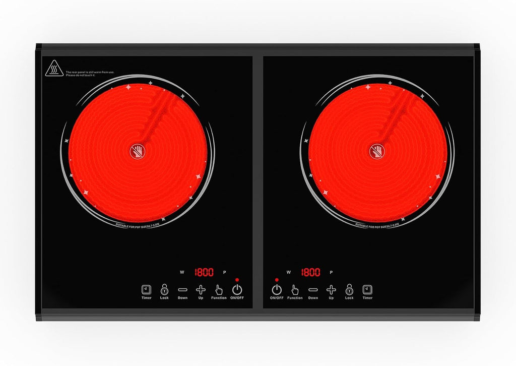 VBGK Electric Cooktop, 110V 3600w Stove top, 22 inch Countertop with 9 Power Levels, LED touch control Overheat Protection, Child Safety Lock & Timer, touch control 2 burer Electric cooktop