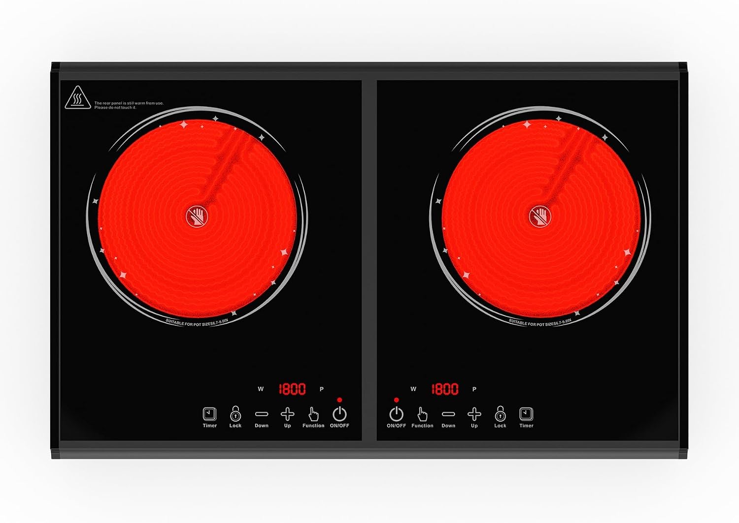 VBGK Electric Cooktop, 110V 3600w Stove top, 22 inch Countertop with 9 Power Levels, LED touch control Overheat Protection, Child Safety Lock & Timer, touch control 2 burer Electric cooktop