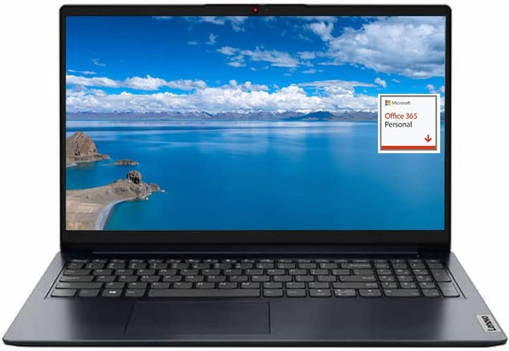 Lenovo IdeaPad 1 15.6' FHD Laptop, Intel Pentium Silver N6000, 12GB RAM, 256GB PCIe SSD+128GB eMMC, 1 Year Microsoft Office 365, Webcam, Type-C, SD Card Reader, Wi-Fi 6, Windows 11