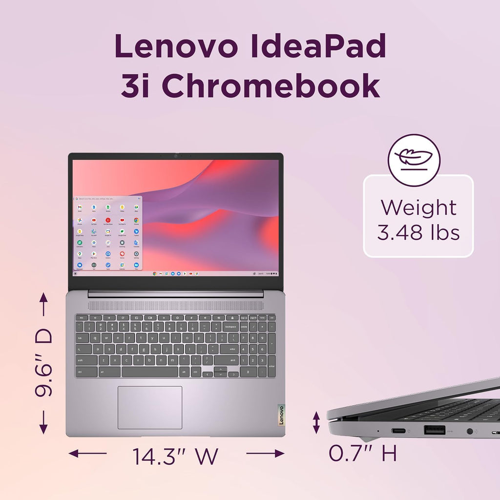 Lenovo Ideapad 3 Chromebook 15 (15.6' FHD Anti-Alare, 4GB RAM, 128GB Storage (64GB eMMC + 64GB IST SD Card), Intel Celeron), Home & Student Laptop, 10-Hr Long Battery Life, Wi-Fi 6, Chrome OS