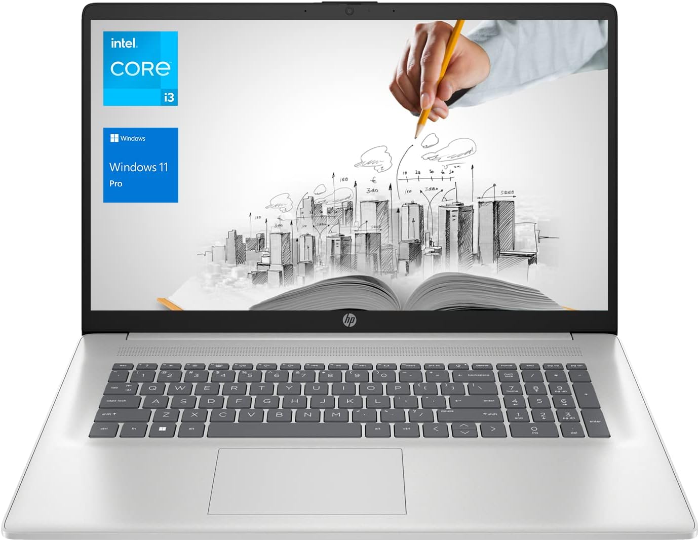 HP 17 Business Laptop, 17.3' HD+ Display, 11th Gen Intel Core i3-1125G4 Processor, 8GB RAM, 256GB SSD, Wi-Fi, HDMI, Webcam, Windows 11 Pro, Silver