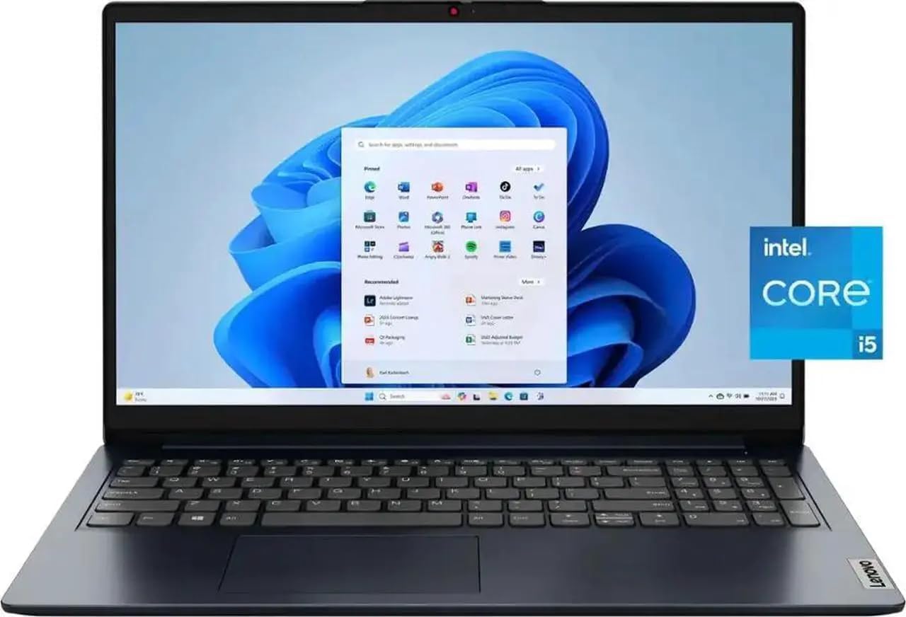 Lenovo Ideapad 1i 15.6' Full HD Touchscreen Laptop, Intel Core i5-1334U, 16GB DDR4, 512GB SSD, Intel Iris Xe Graphics, Windows 11 Pro, Abyss Blue, 83B40001US
