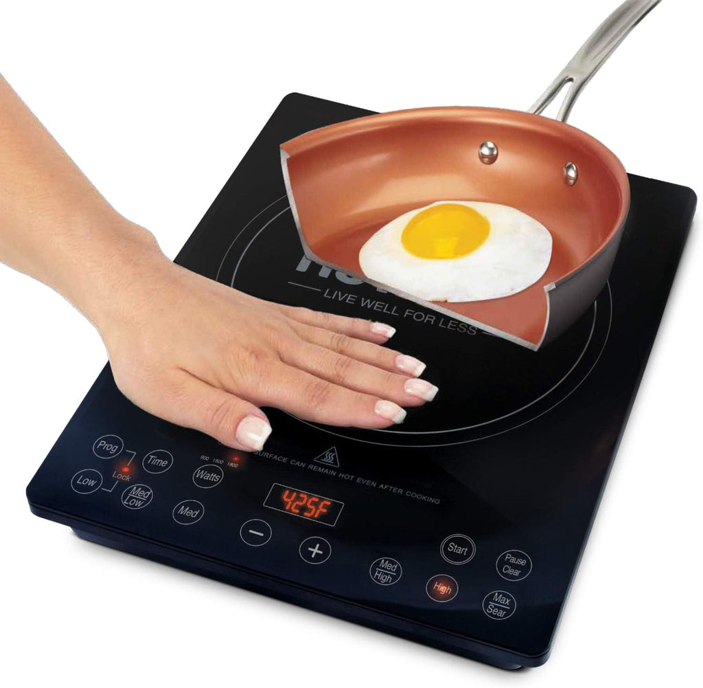 Nuwave Pro Chef Induction Cooktop, NSF-Certified, Commercial-Grade, Portable, Powerful 1800W, Large 8' Heating Coil, 94 Temp Settings 100°F - 575°F in 5°F, Shatter-Proof Ceramic Glass Surface
