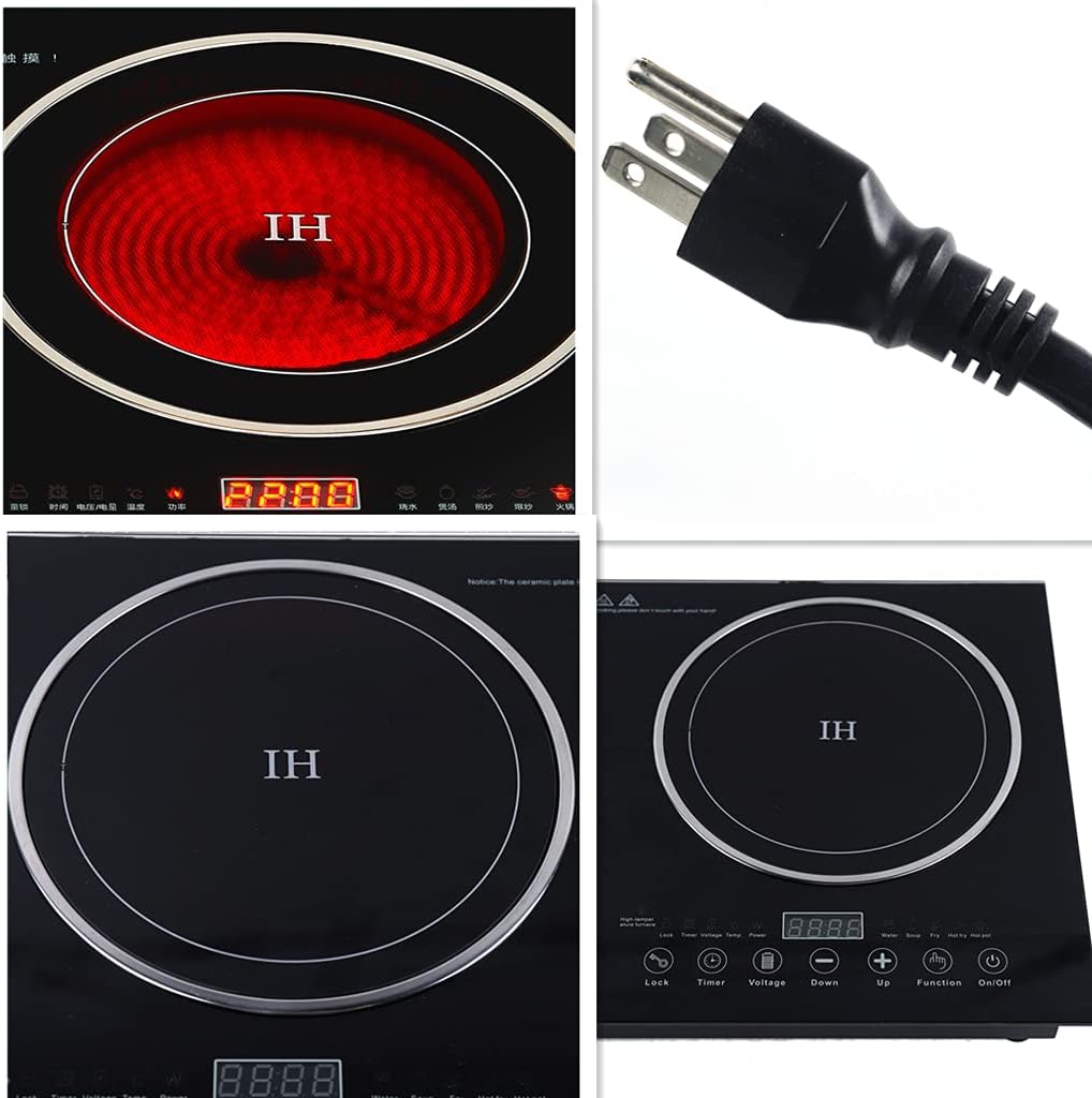 Countertop Burners 2600W Electric Dual Cooktop Cooker Hot Plate Heater Cooking Burner Stove, 8 Gear Firepower, Can Be Recessed In Countertop (1200W Induction Cooker + 1400W Ceramic Cooker)